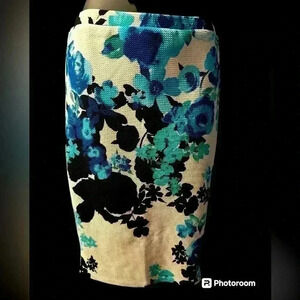 Saks Fifth Ave Red Tag Bright Floral Midi Skirt Womens Size M